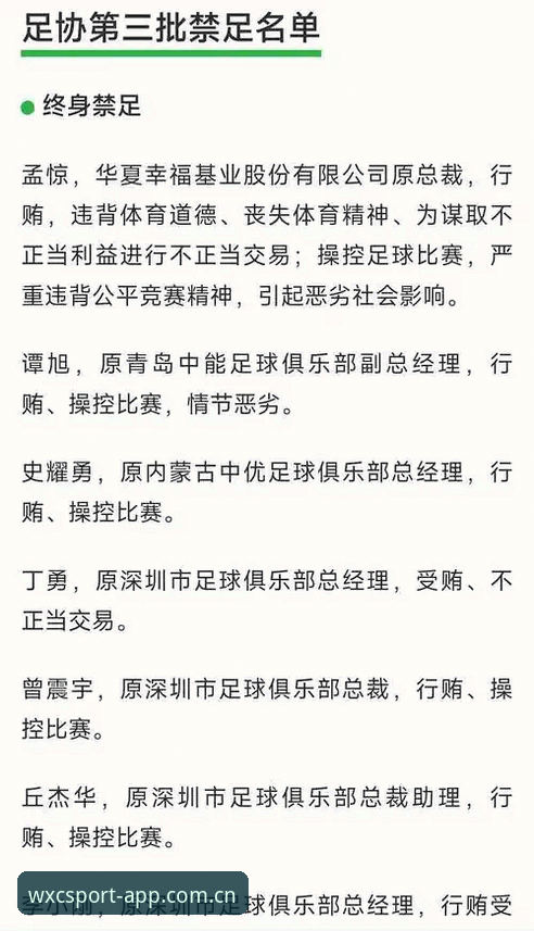 万象城体育赛事解读指南——足协第三批禁足名单深度剖析
